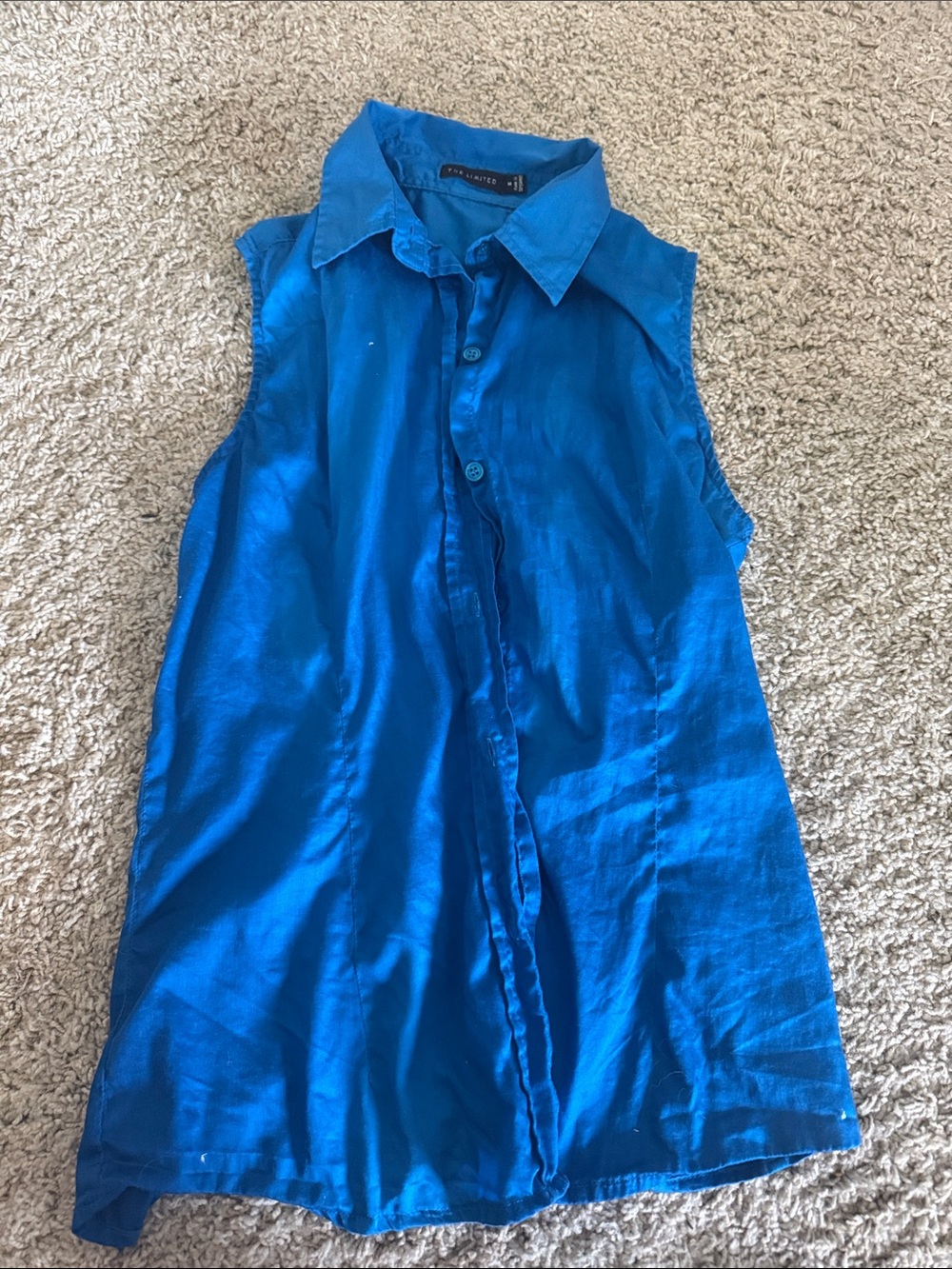 The Limited Sleeveless Button-Down Top - Bright Blue
